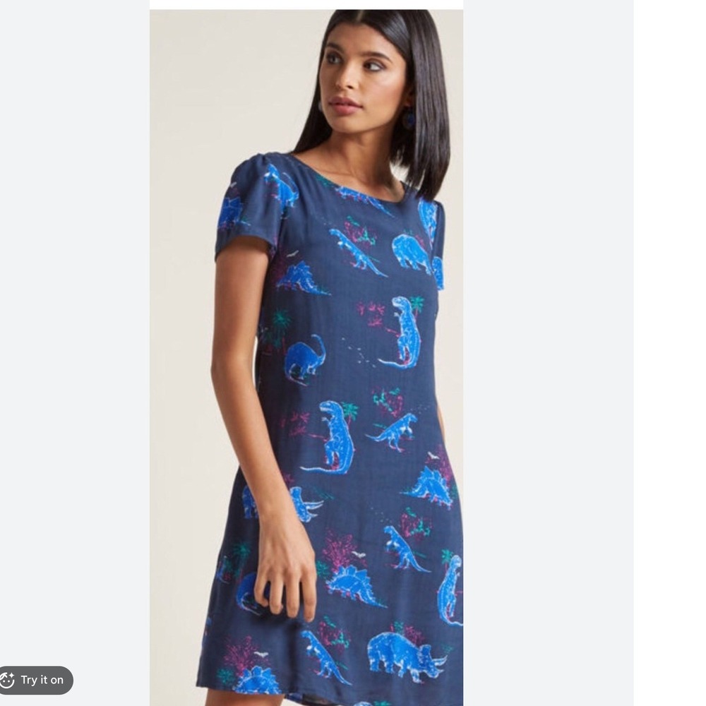 ModCloth Womens Dinosaur Print Dressโ Lace Up Corset Paleontologist Science S